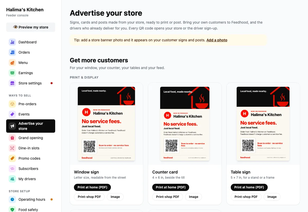 Advertise your store, on feedhood.com