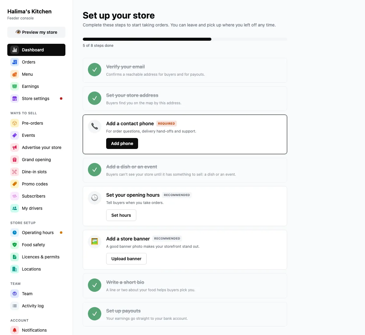 Sign up as a feeder, on feedhood.com