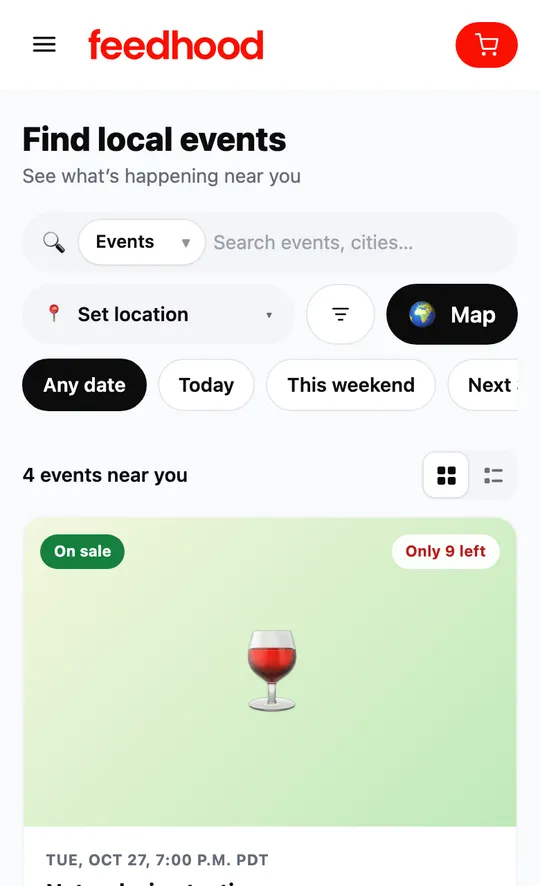 Book a place at an event, on a phone