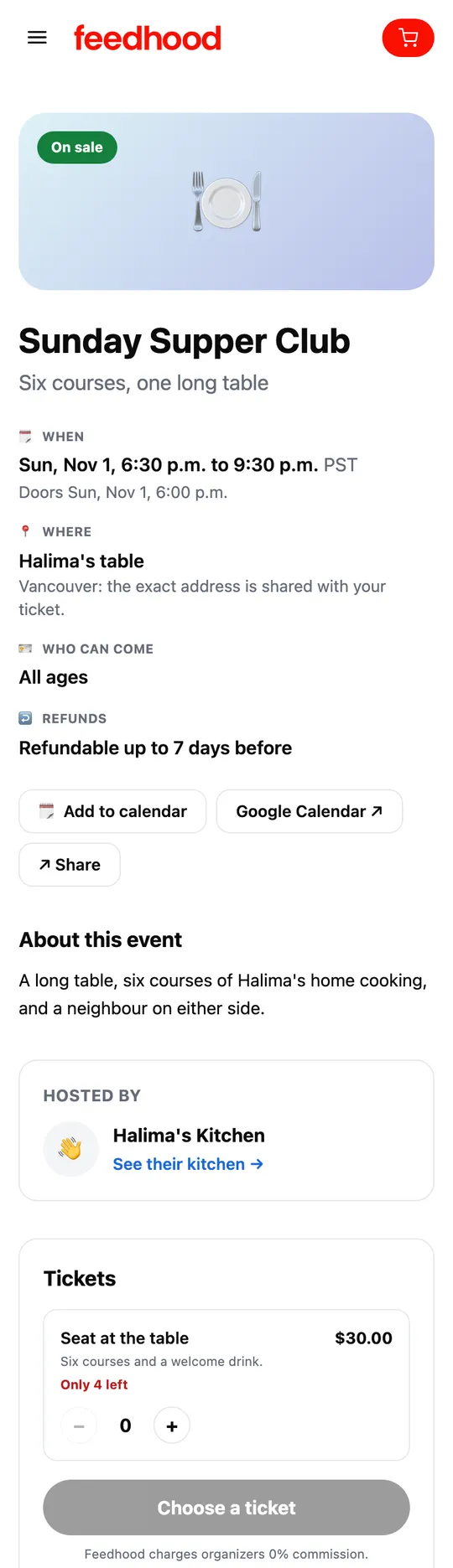 Book a place at an event, on a phone