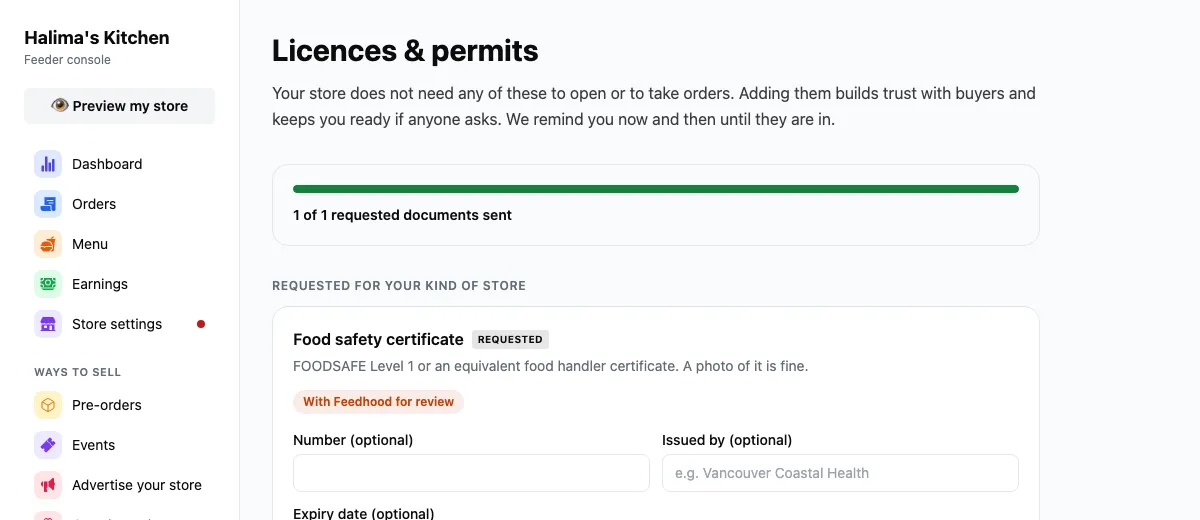 Documents and approval times, on feedhood.com