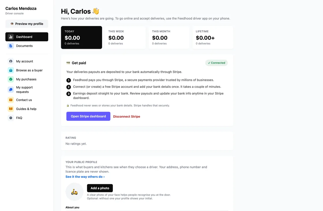 Earnings, your rate and your profile, on feedhood.com