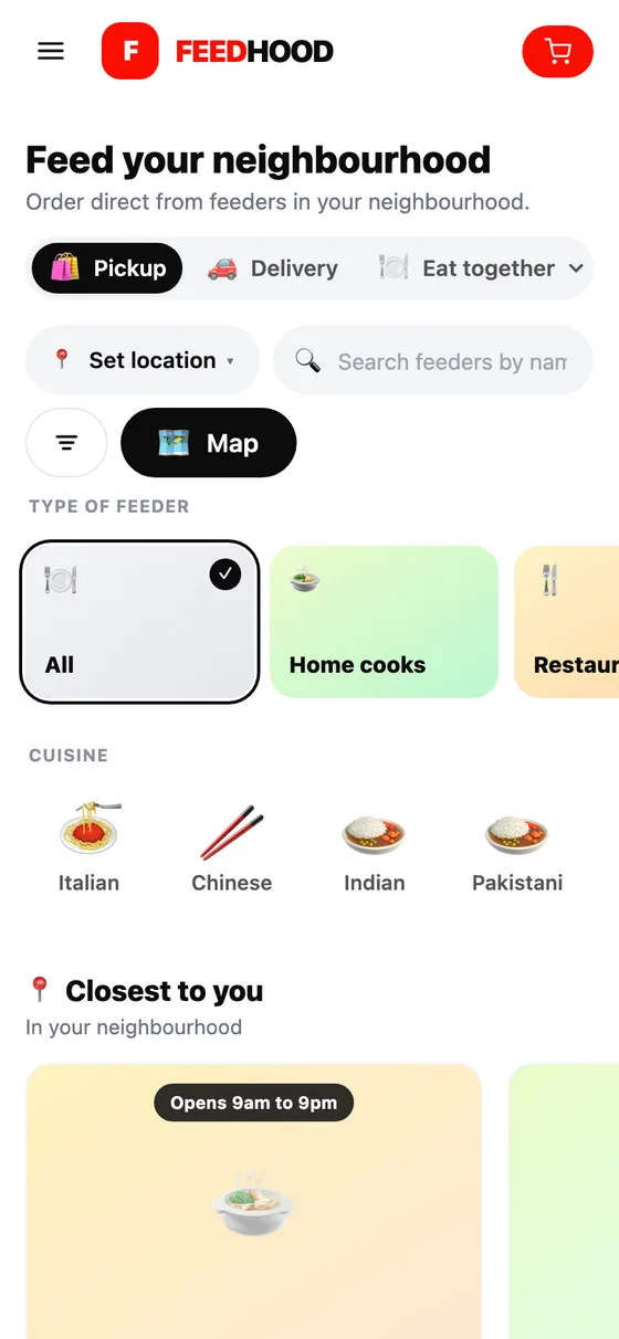 Find food near you, on a phone