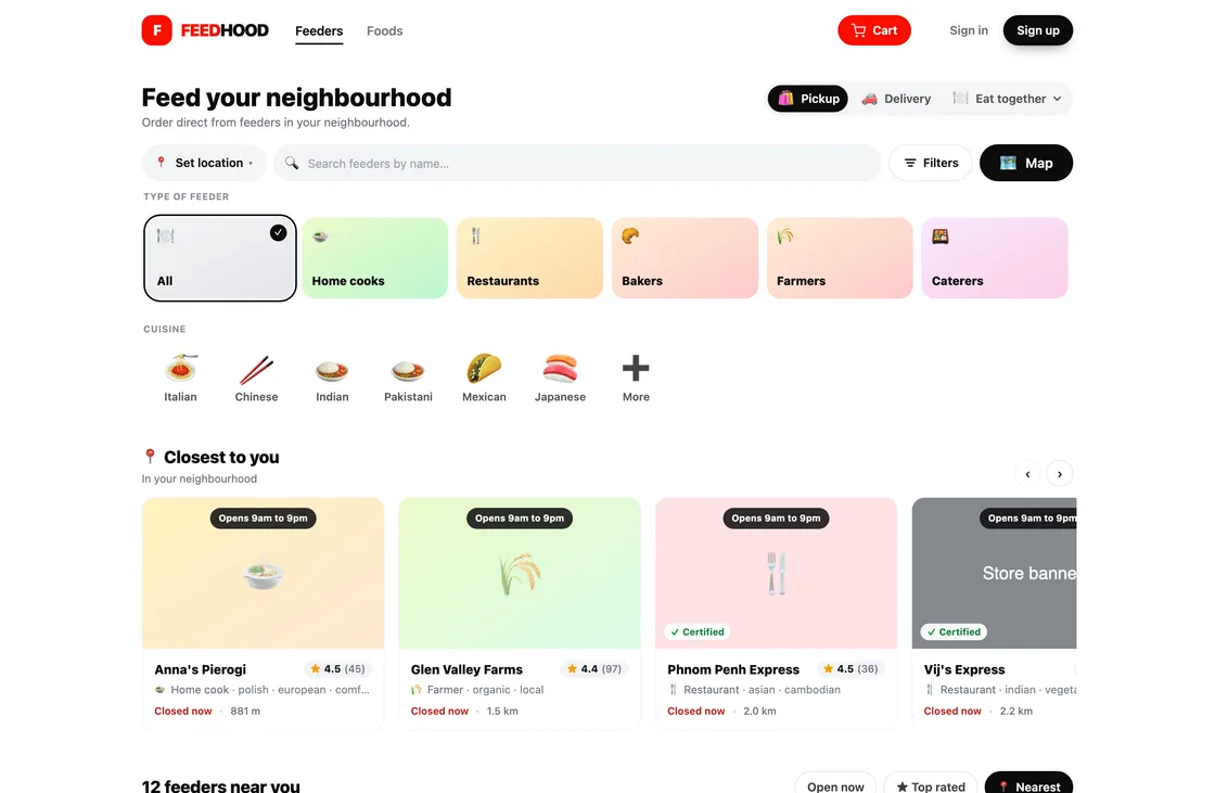 Find food near you, on feedhood.com