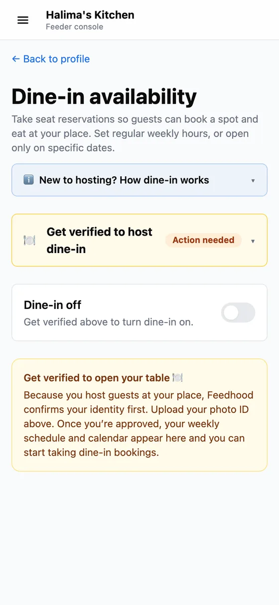 Host dine-in at your table, on a phone