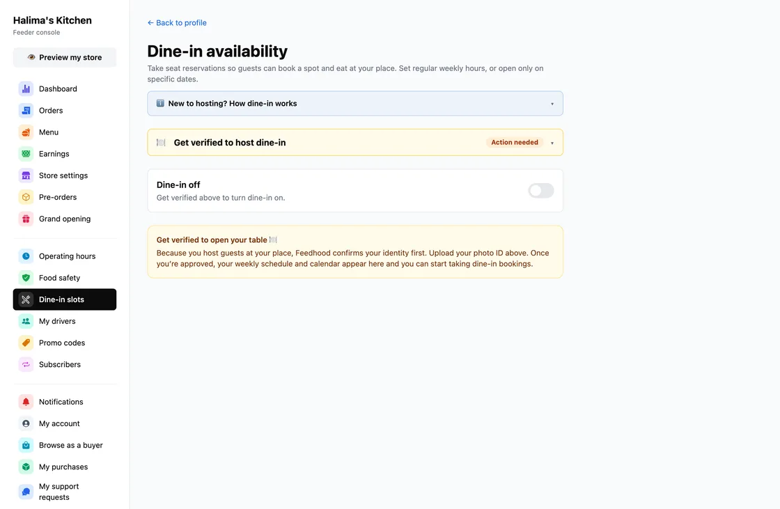 Host dine-in at your table, on feedhood.com