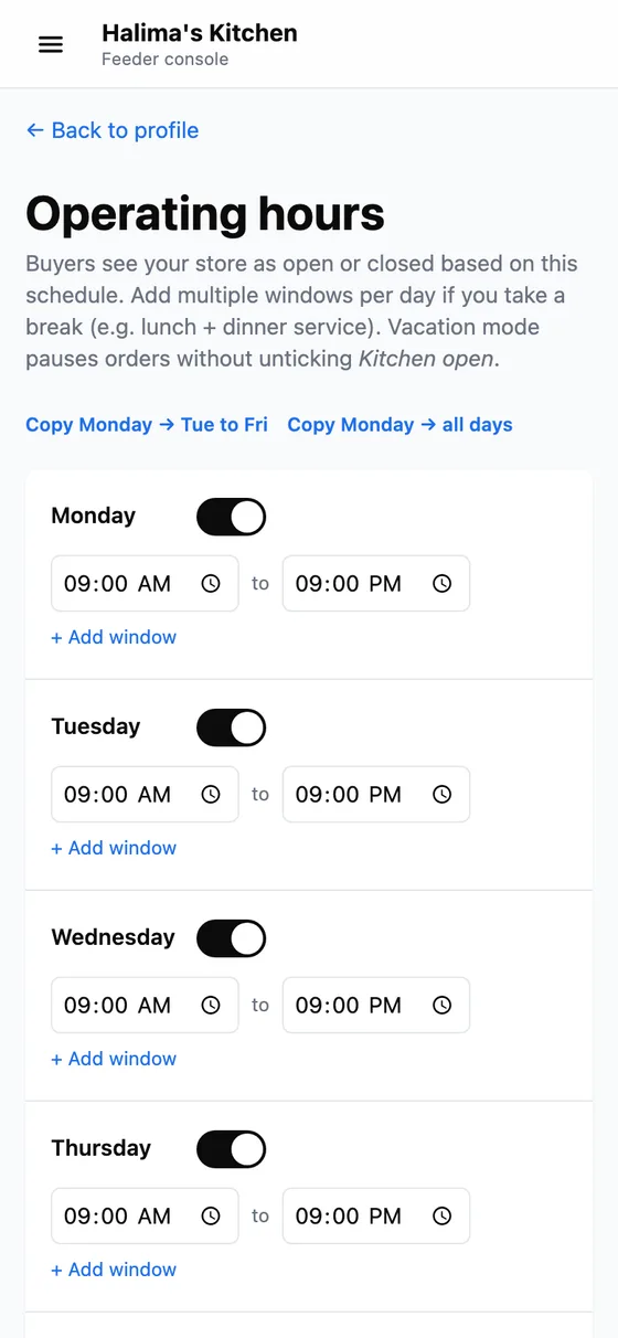 Set up your store page, on a phone