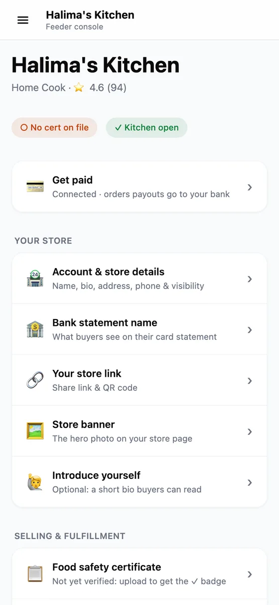Set up your store page, on a phone