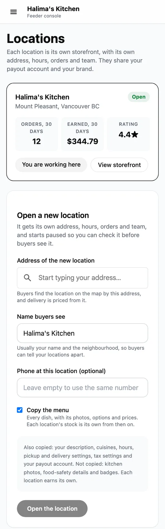 Open another location, on a phone