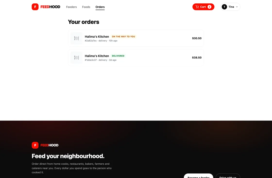 Follow your order, on feedhood.com