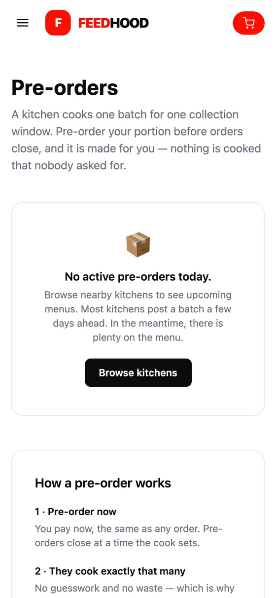 Pre-order from a batch, on a phone