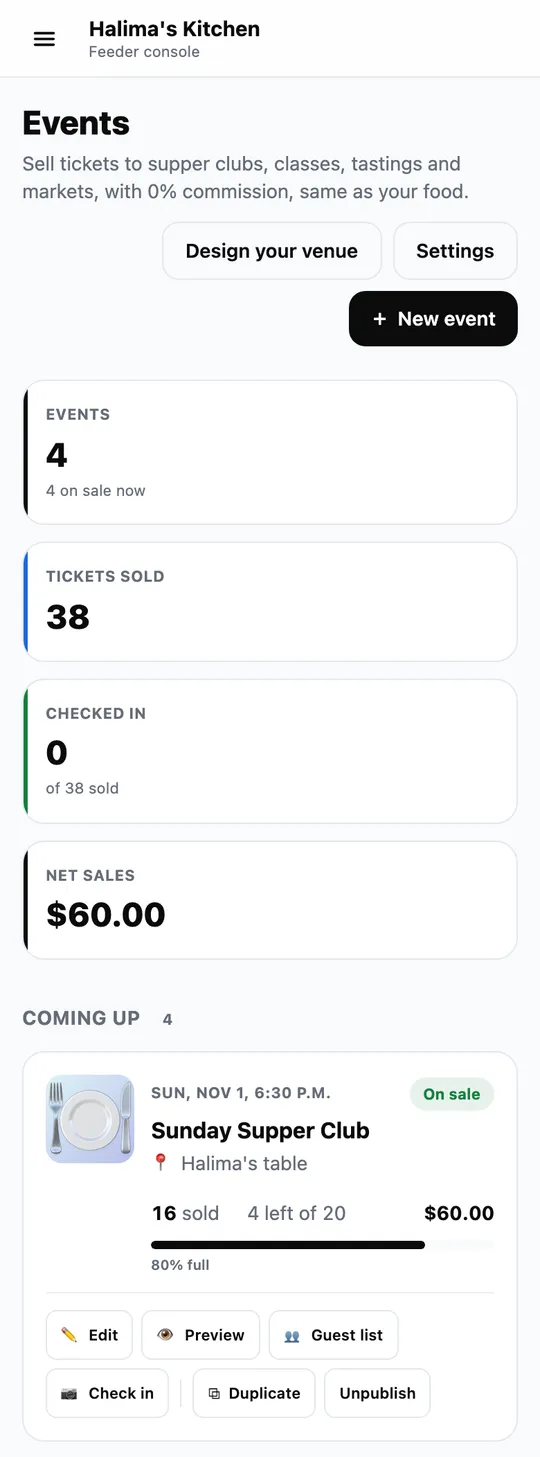 Run an event, on a phone