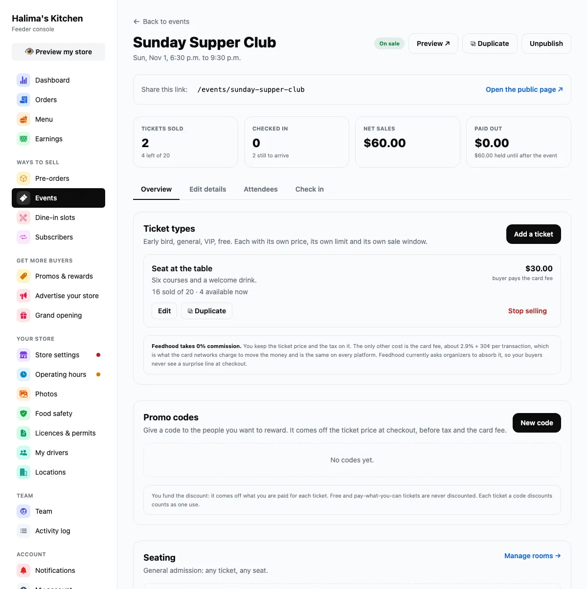 Run an event, on feedhood.com